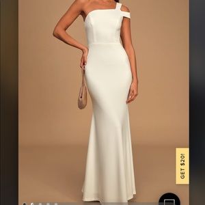 COPY - Make an Entrance White One-Shoulder Mermaid Maxi Dress